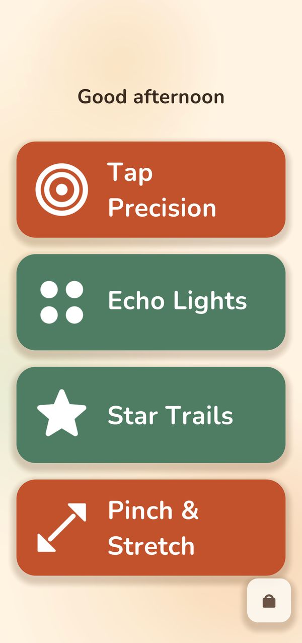 Simple mode: three large game cards and nothing else