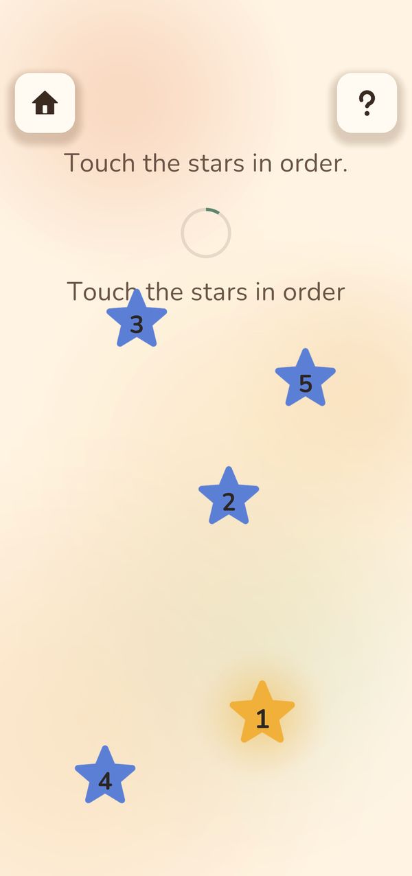 Star Trails during play: numbered stars to touch in order